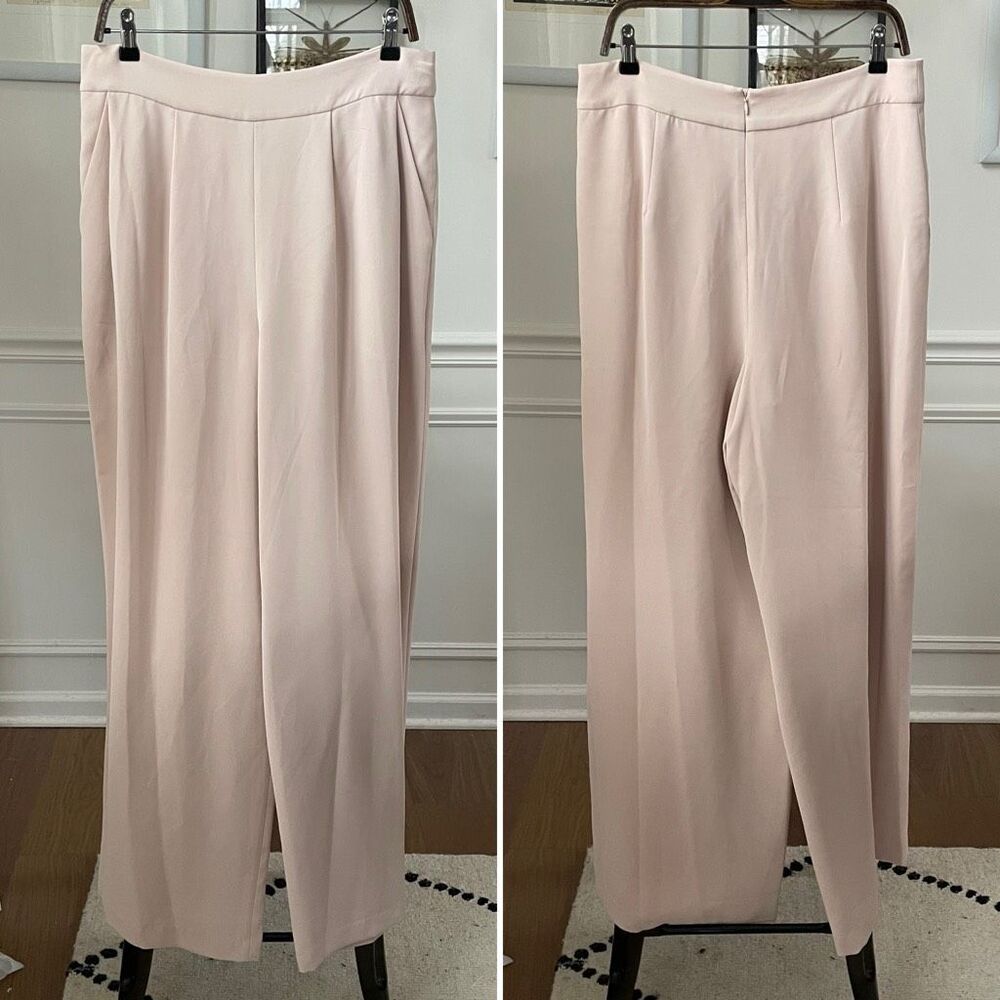 BCBG MaxAzria High Rise Wide Leg Front Pleat Pants Beige $258 L
